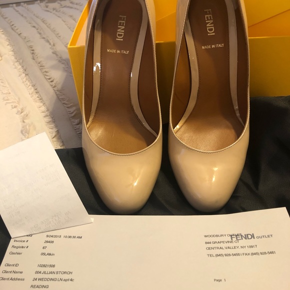 Fendi Tan Patent Leather Heels Sz 37 - Picture 2 of 8